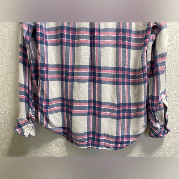 Rails Shirt Plaid Button Front Long Sleeve Blouse Hunter White Sky Pink Small - Picture 9 of 10